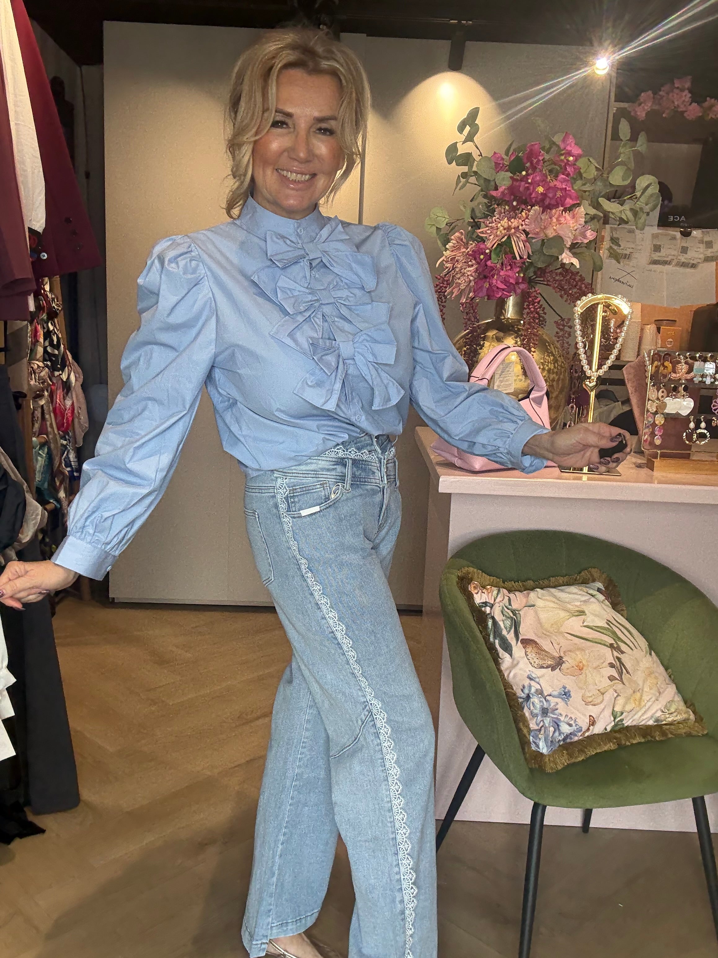 Jeans double braced met kant 🤍